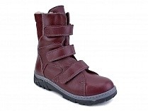 285б (22-31) Аквелла (Akwella), ботинки  детские ортопедические с высоким берцем, демисезонные, ворсин, кожа, бордовый в Екатеринбурге