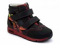 092-11 Бос (Bos), ботинки детские ортопедические профилактические, не утепленные, кожа, нубук, черный, красный в Екатеринбурге