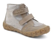 201-191,138 Тотто (Totto), ботинки демисезонние детские профилактические на байке, кожа, серо-бежевый в Екатеринбурге