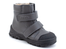 3381-721 Тотто (Totto), ботинки детские утепленные ортопедические профилактические, байка, кожа, серый в Екатеринбурге