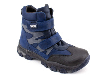 055-600-013-524-0048 (31-36)Джойшуз (Djoyshoes) ботинки детские зимние мембранные ортопедические профилактические, натуральный мех, мембрана, нубук, синий, черный 