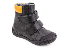 338-701,15 Тотто (Totto) ботинки детские  ортопедические профилактические, байка, кожа, черный, оранжевый 